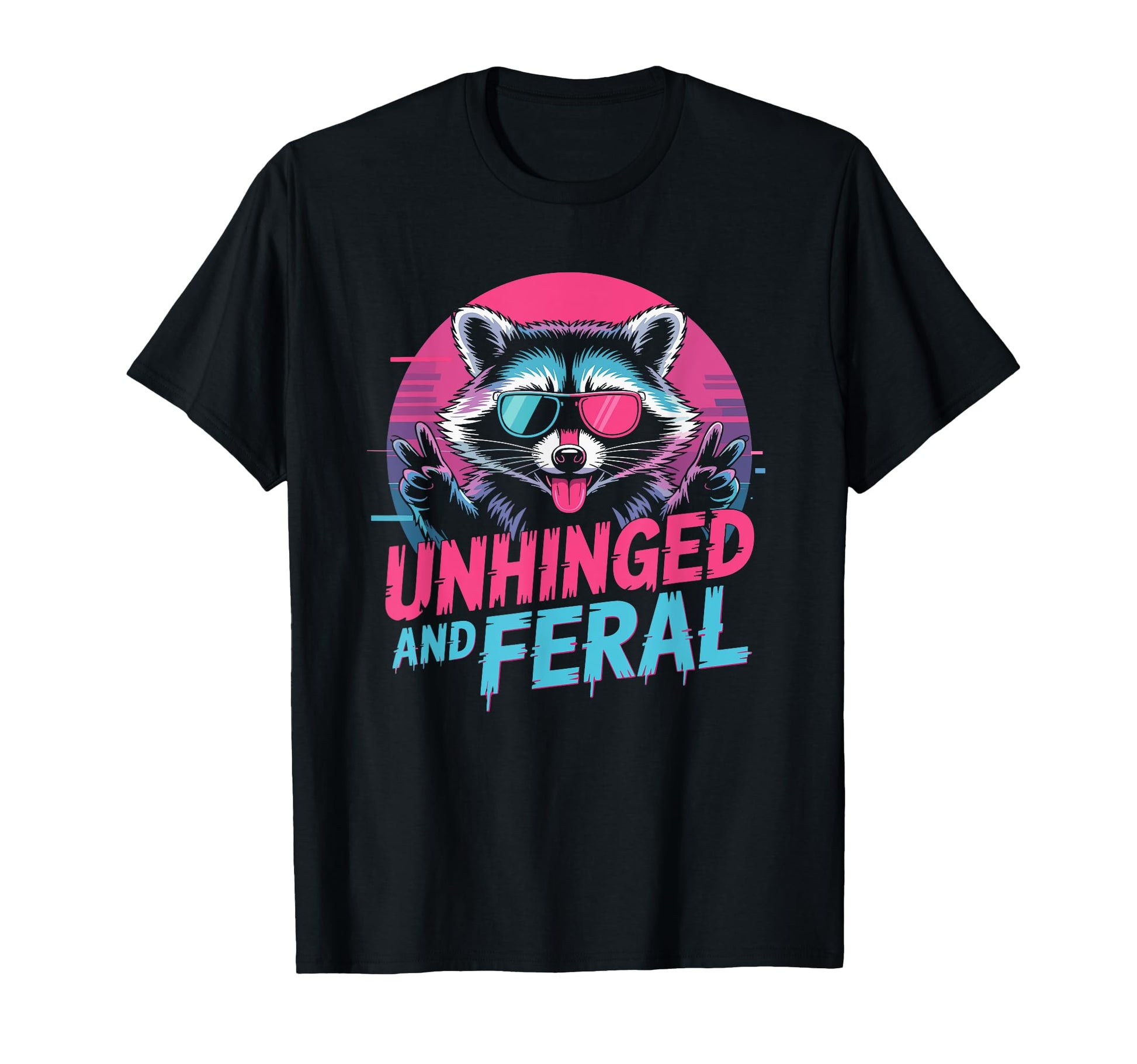 Cyberpunk Raccoon Unhinged Feral T-Shirt - Custom Art Print Unisex - T-Shirt, Sweatshirt, Hoodie