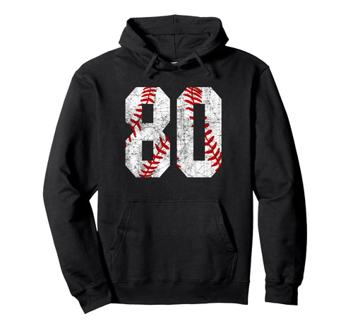 Distressed Baseball Number 80 Jersey Hoodie - Trendy Graphic Unisex - T-Shirt, Sweatshirt, Hoodie