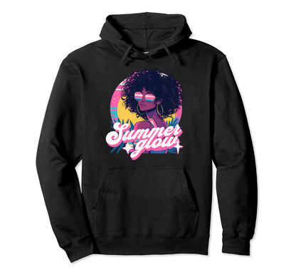 Summer Glow Black Sunset Vaporwave Hoodie - Graphic Print for Adults - T-Shirt, Sweatshirt, Hoodie