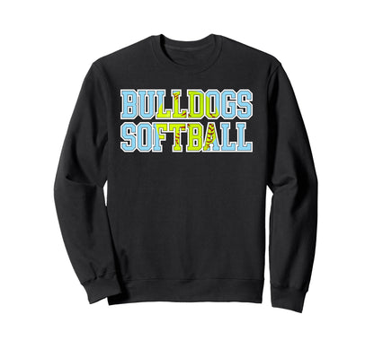 Bulldogs Softball Mom Game Day Blue Sweatshirt - Graphic Print Unisex - T-Shirt, Sweatshirt, Hoodie