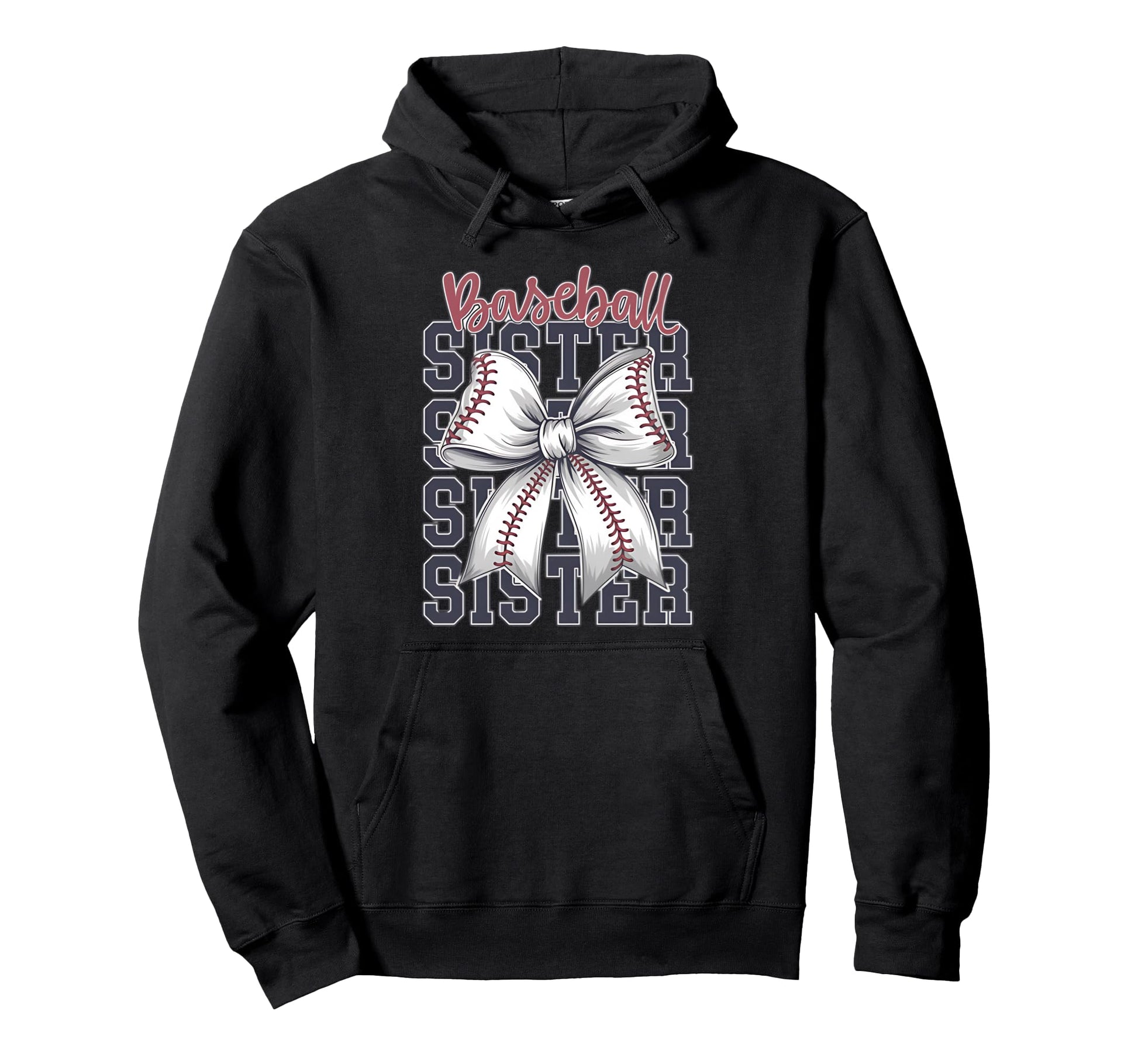 Baseball Sister Coquette Bow Hoodie - Novelty Apparel for Adults - T-Shirt, Sweatshirt, Hoodie