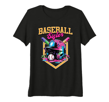 Baseball Sister Tie Dye Baseball Drip T-Shirt - Unique Graphic Men Women - T-Shirt, Sweatshirt, Hoodie