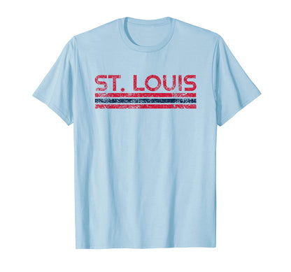 St Louis Missouri Weathered Stripe T-Shirt - Novelty Apparel for Adults - T-Shirt, Sweatshirt, Hoodie