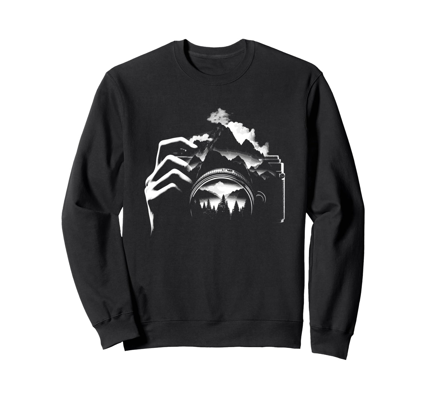Camera Forest Illustration Nature Sweatshirt - Streetwear Style for Adults - T-Shirt, Sweatshirt, Hoodie
