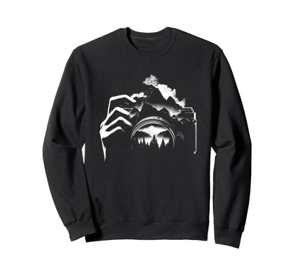 Camera Forest Illustration Nature Sweatshirt - Streetwear Style for Adults - T-Shirt, Sweatshirt, Hoodie
