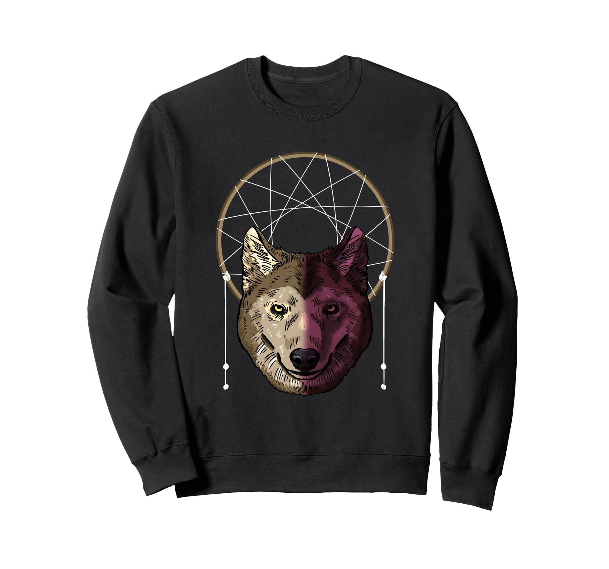 Wolf Dream Catcher Boho Native Sweatshirt - Streetwear Style Unisex - T-Shirt, Sweatshirt, Hoodie