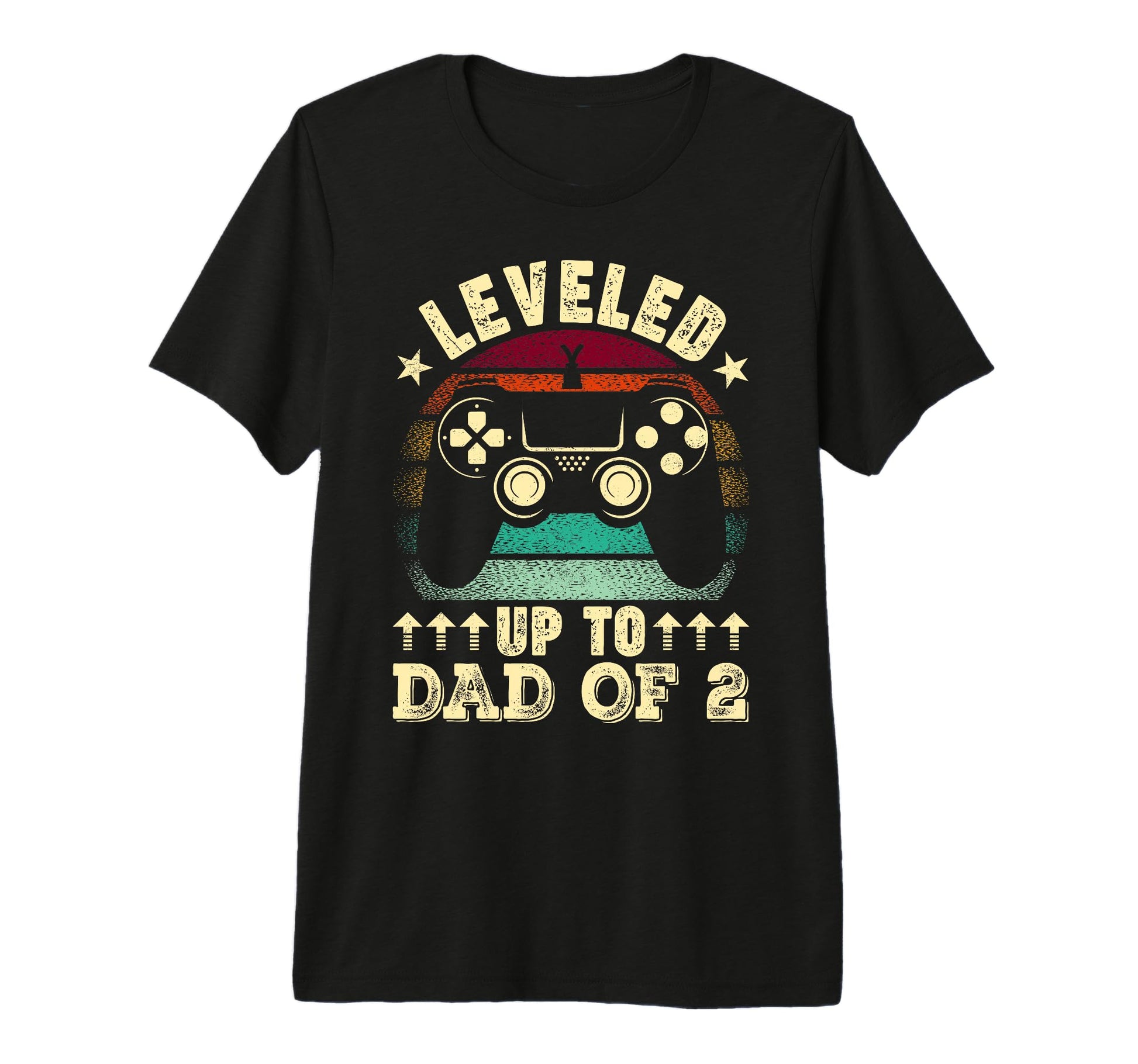 Leveled Up To Dad 2 Fathers Day T-Shirt - Fun Novelty Design for Adults - T-Shirt, Sweatshirt, Hoodie