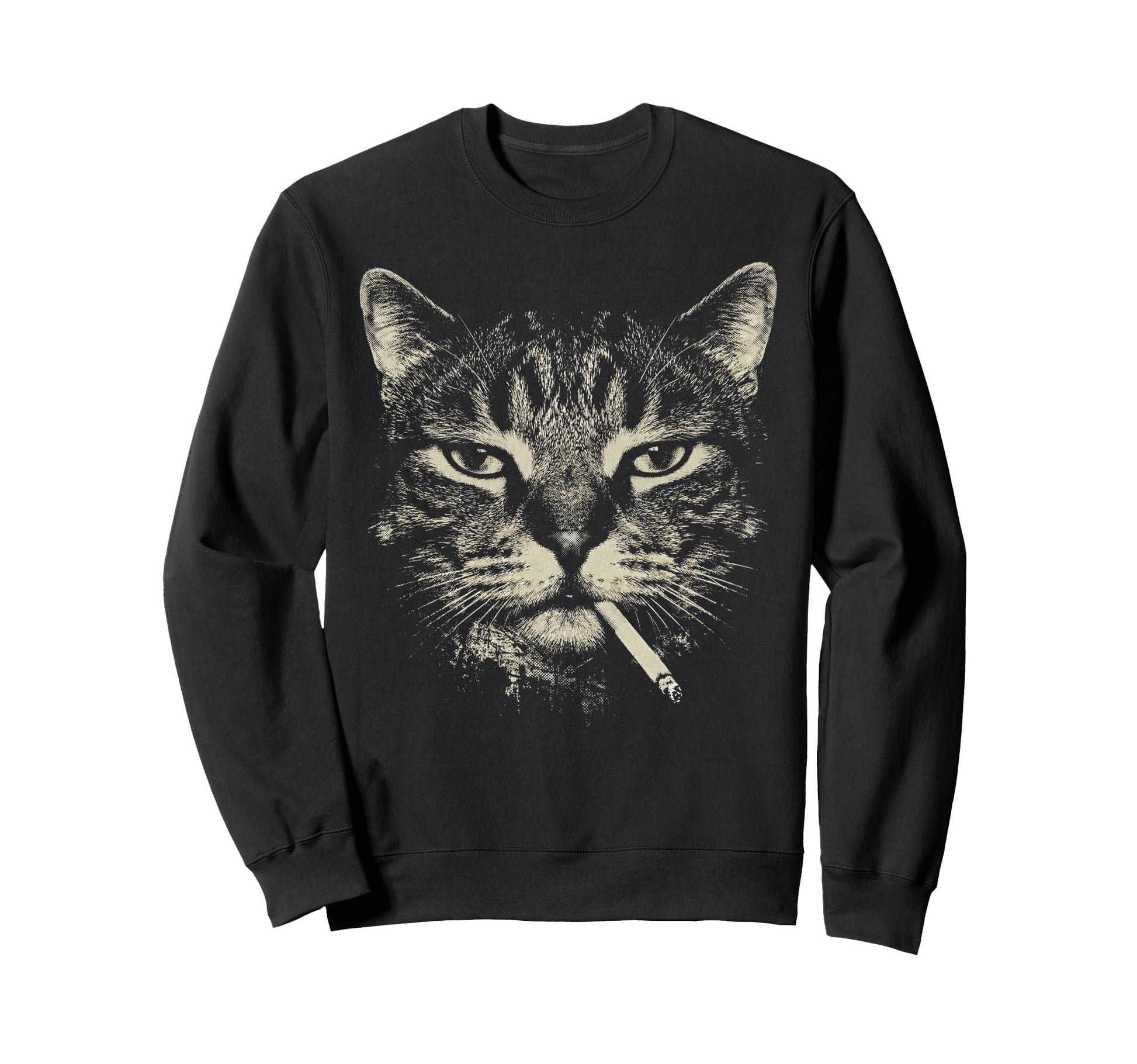 Funny Tabby Cat Smoking Cigarette Meme Sweatshirt - Graphic Print Unisex - T-Shirt, Sweatshirt, Hoodie