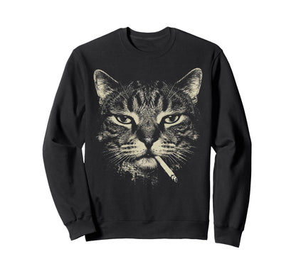 Funny Tabby Cat Smoking Cigarette Meme Sweatshirt - Graphic Print Unisex - T-Shirt, Sweatshirt, Hoodie