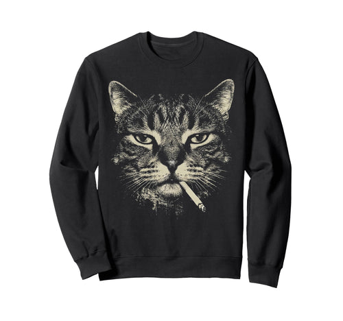 Funny Tabby Cat Smoking Cigarette Meme Sweatshirt - Graphic Print Unisex - T-Shirt, Sweatshirt, Hoodie