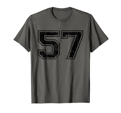 Number 57 Varsity Distressed Sport T-Shirt - Aesthetic Graphic for Adults - T-Shirt, Sweatshirt, Hoodie
