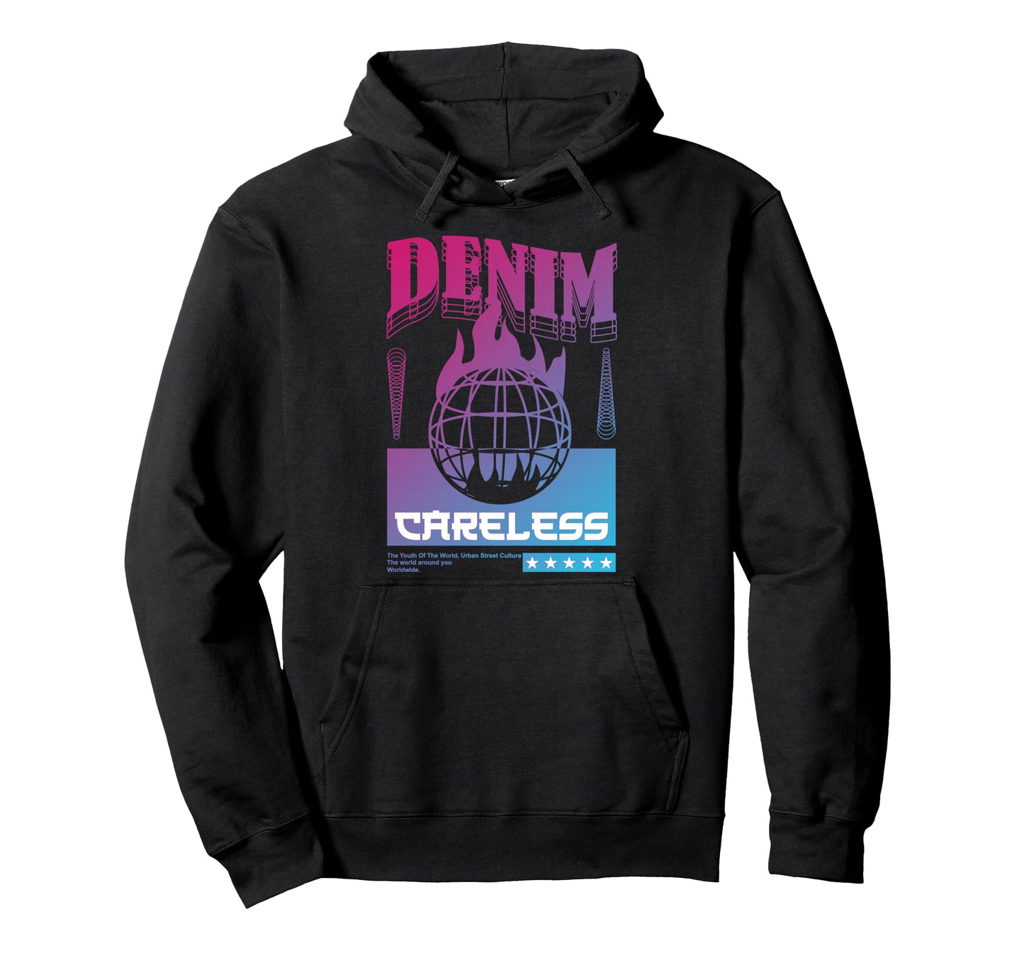 Denim Careless Aesthetic Edgy Hoodie - Minimalist Print Men Women - T-Shirt, Sweatshirt, Hoodie