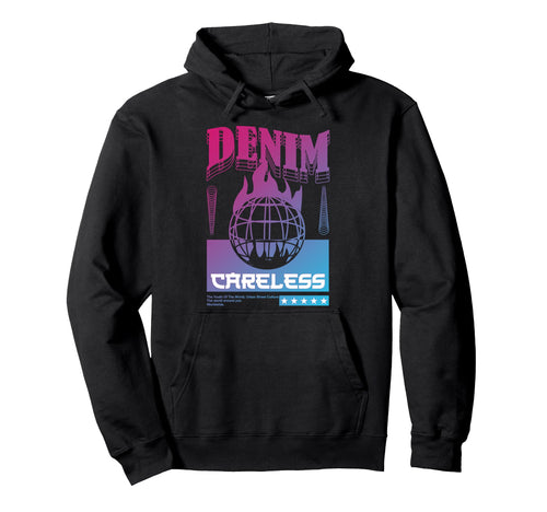 Denim Careless Aesthetic Edgy Hoodie - Minimalist Print Men Women - T-Shirt, Sweatshirt, Hoodie