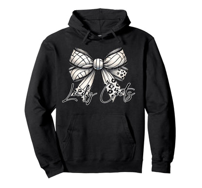 Lady Cats Volleyball Mom Coquette Bow Hoodie - Aesthetic Graphic Men Women - T-Shirt, Sweatshirt, Hoodie