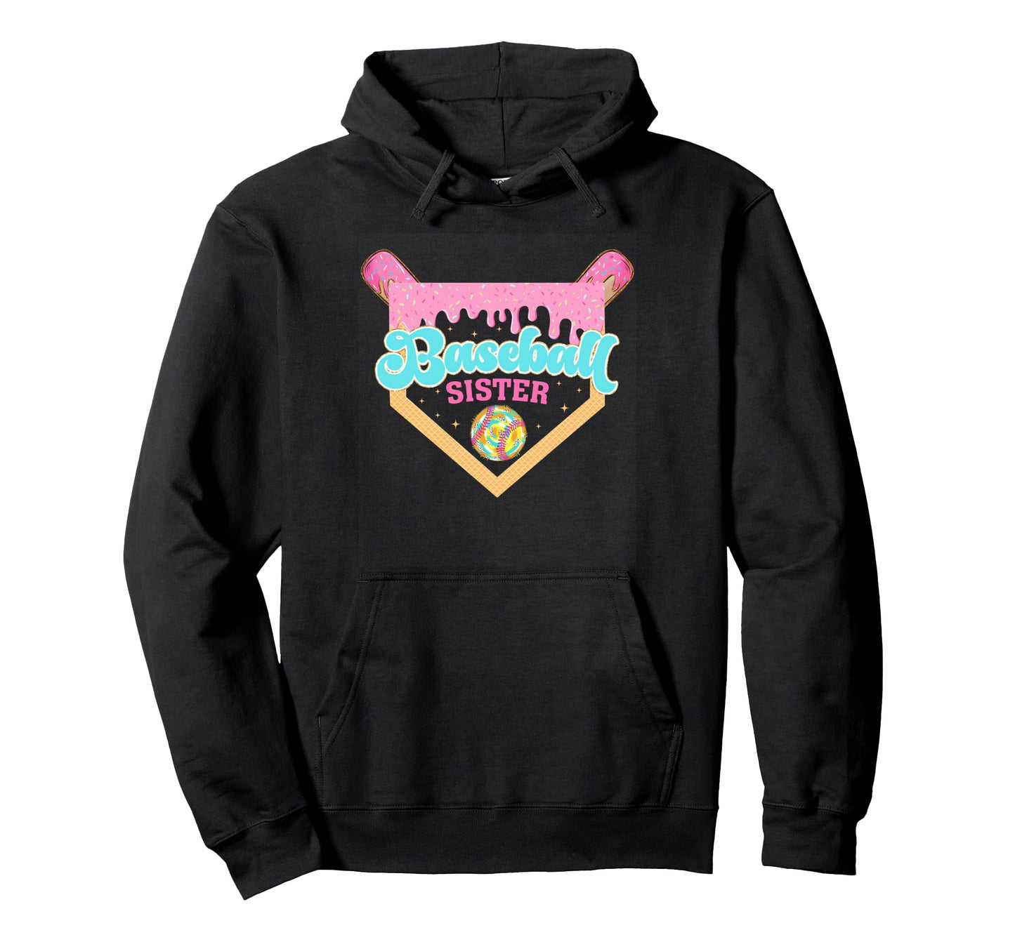 Baseball Sister Ice Cream Drip Baseball Hoodie - Novelty Apparel Unisex - T-Shirt, Sweatshirt, Hoodie