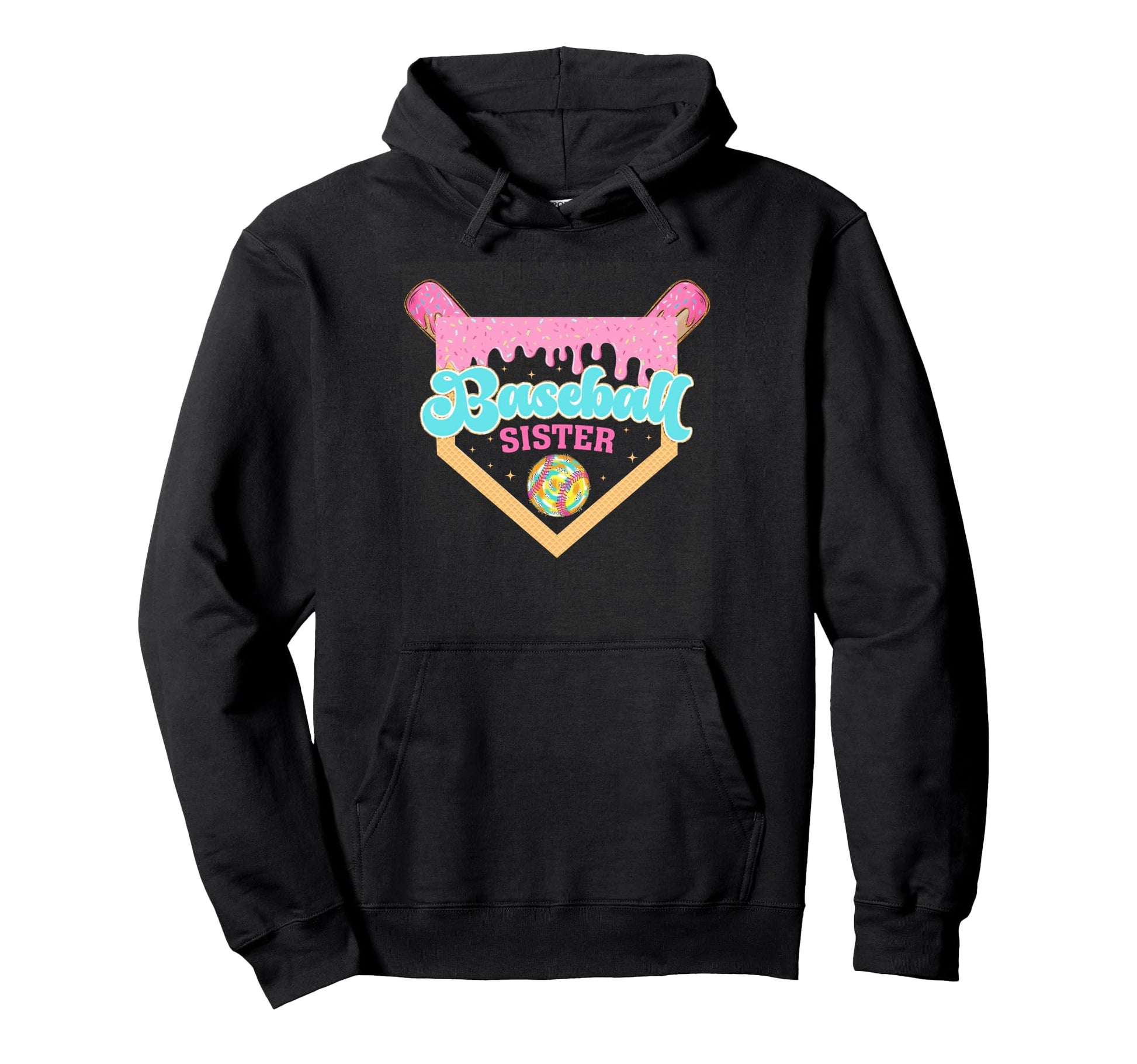 Baseball Sister Ice Cream Drip Baseball Hoodie - Novelty Apparel Unisex - T-Shirt, Sweatshirt, Hoodie