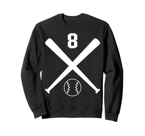Baseball Softball Number 8 Sweatshirt - Trendy Graphic for Adults - T-Shirt, Sweatshirt, Hoodie