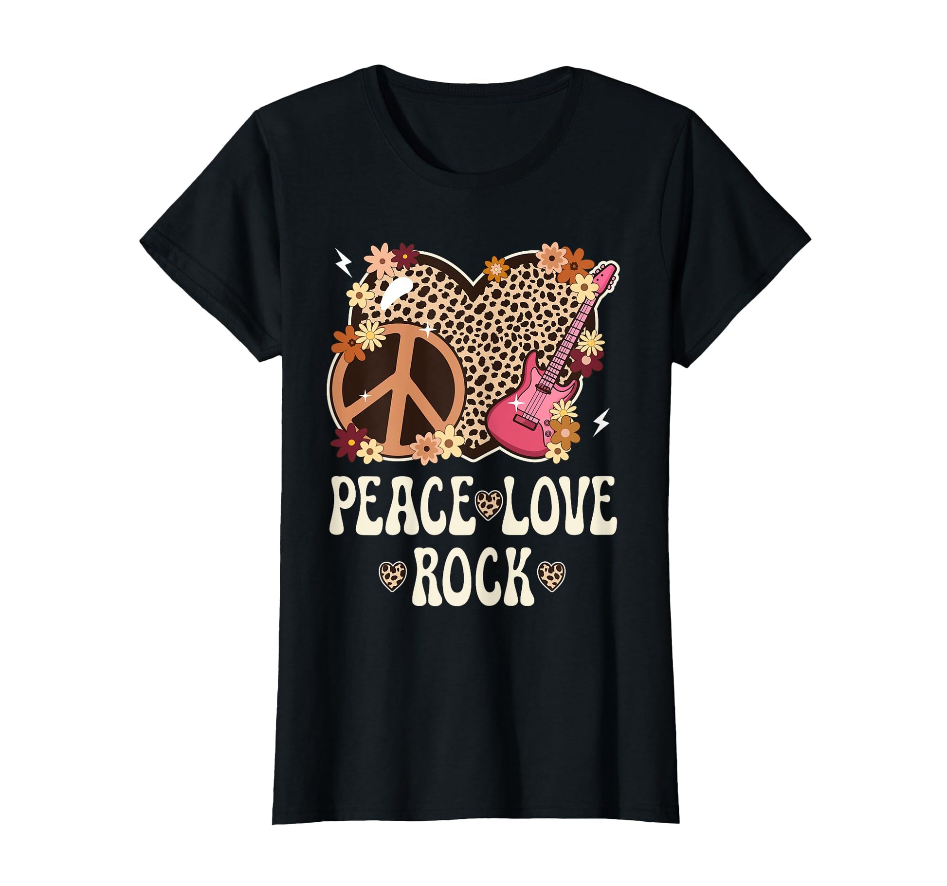 Peace Love Rock And Roll Cheetah Rock T-Shirt - Unique Graphic Men Women - T-Shirt, Sweatshirt, Hoodie