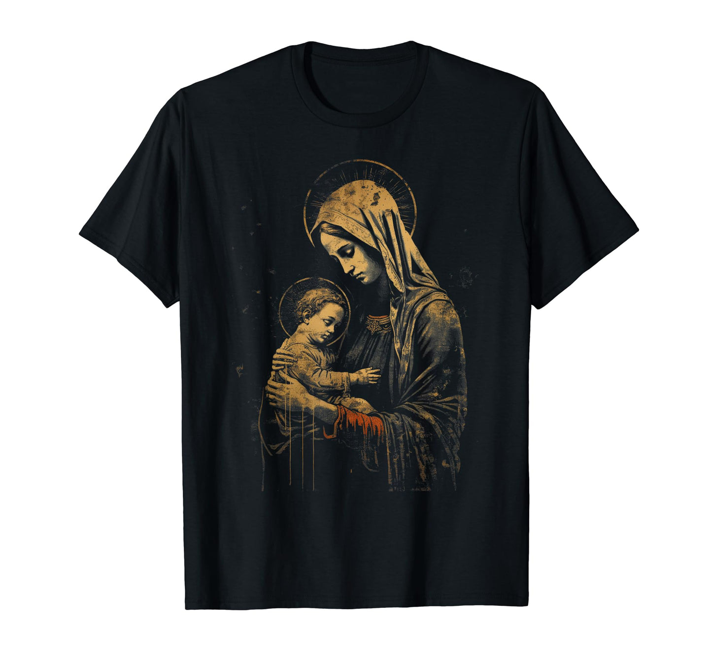 Mary Jesus Distressed 90S Goth Grunge T-Shirt - Streetwear Style Unisex - T-Shirt, Sweatshirt, Hoodie