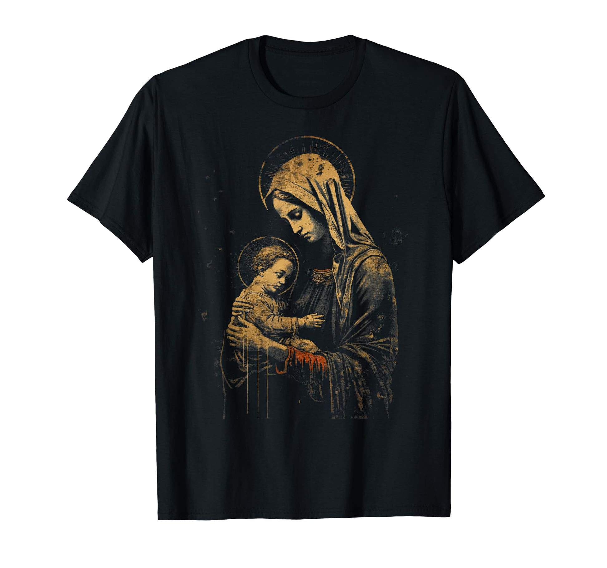 Mary Jesus Distressed 90S Goth Grunge T-Shirt - Streetwear Style Unisex - T-Shirt, Sweatshirt, Hoodie