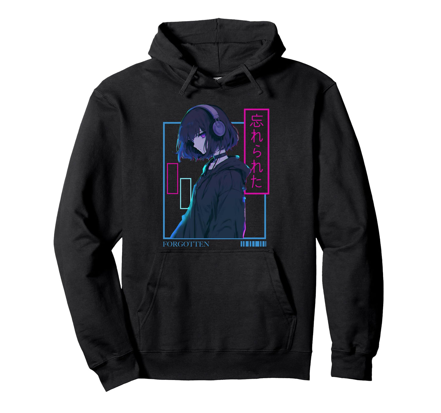 Forgotten Anime Wearing Headphone Japanese Hoodie - Novelty Apparel Unisex - T-Shirt, Sweatshirt, Hoodie