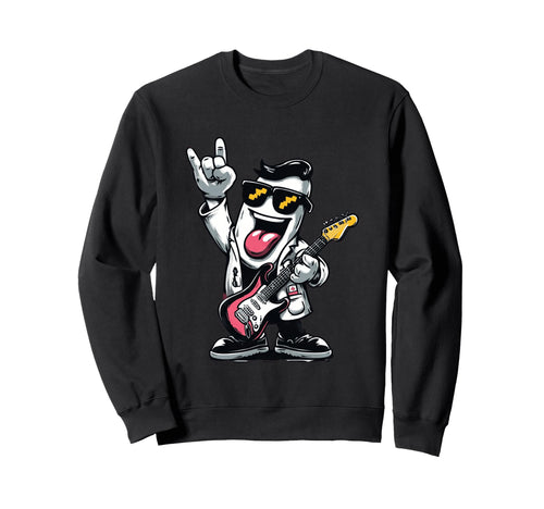 Funny Guitarist Character Music Sweatshirt - Minimalist Print for Adults - T-Shirt, Sweatshirt, Hoodie