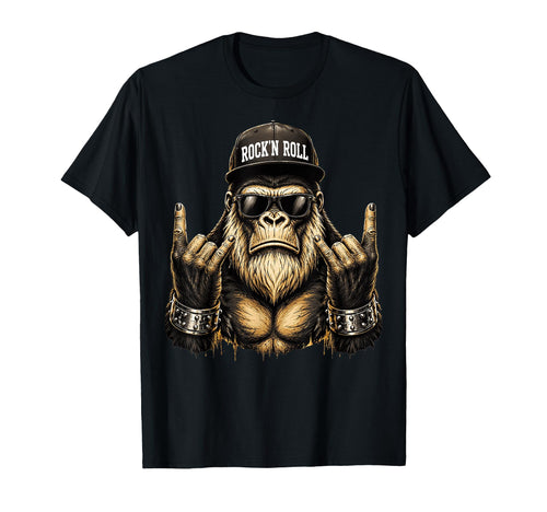 Bigfoot Rock Sasquatch Heavy Metal T-Shirt - Aesthetic Graphic for Adults - T-Shirt, Sweatshirt, Hoodie