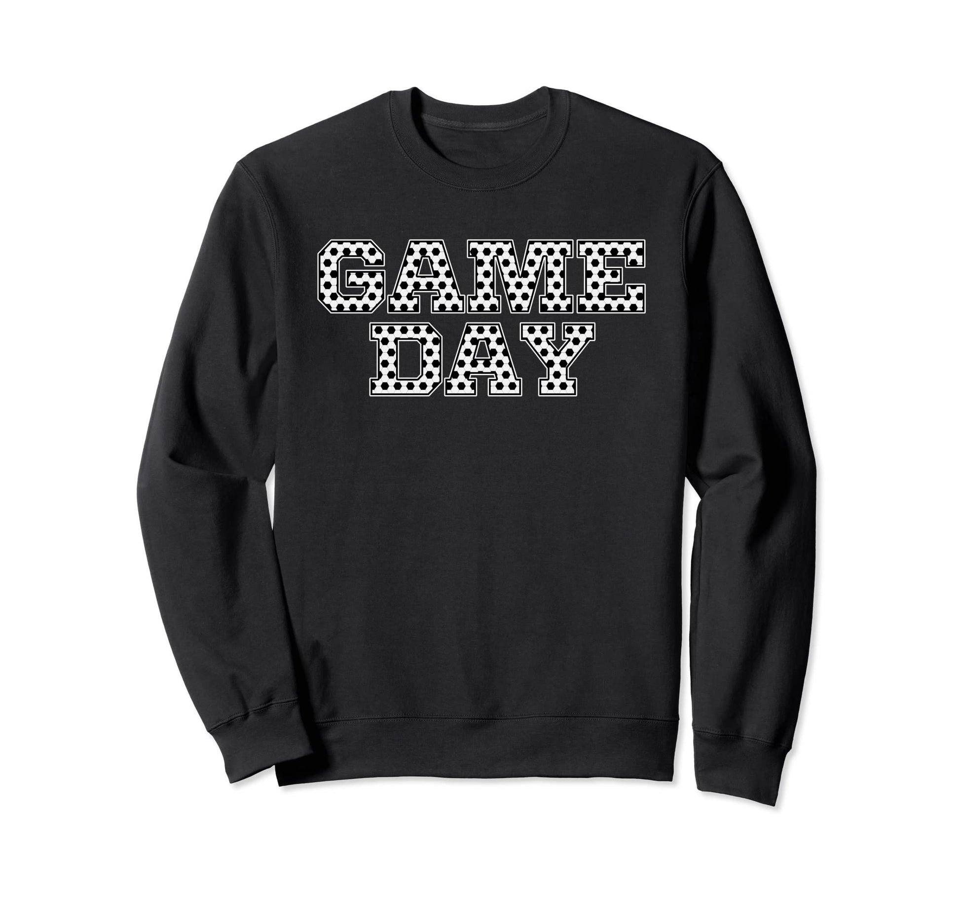 Game Day Soccer Pattern Black Sweatshirt - Trendy Graphic for Adults - T-Shirt, Sweatshirt, Hoodie