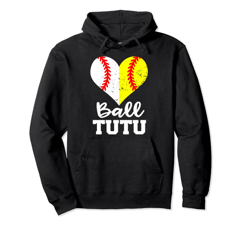 Ball Tutu Heart Funny Baseball Hoodie - Aesthetic Graphic for Adults - T-Shirt, Sweatshirt, Hoodie