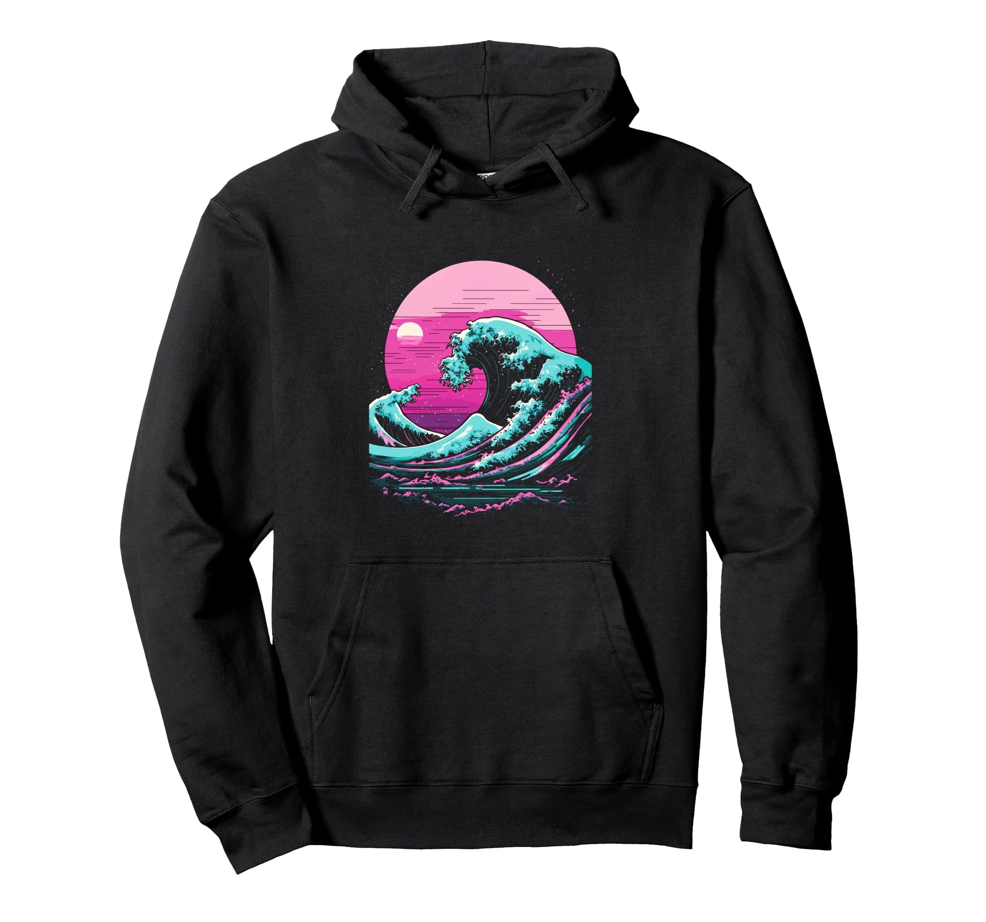 Great Wave Off Kanagawa Glitch Hoodie - Casual Everyday Wear Unisex - T-Shirt, Sweatshirt, Hoodie