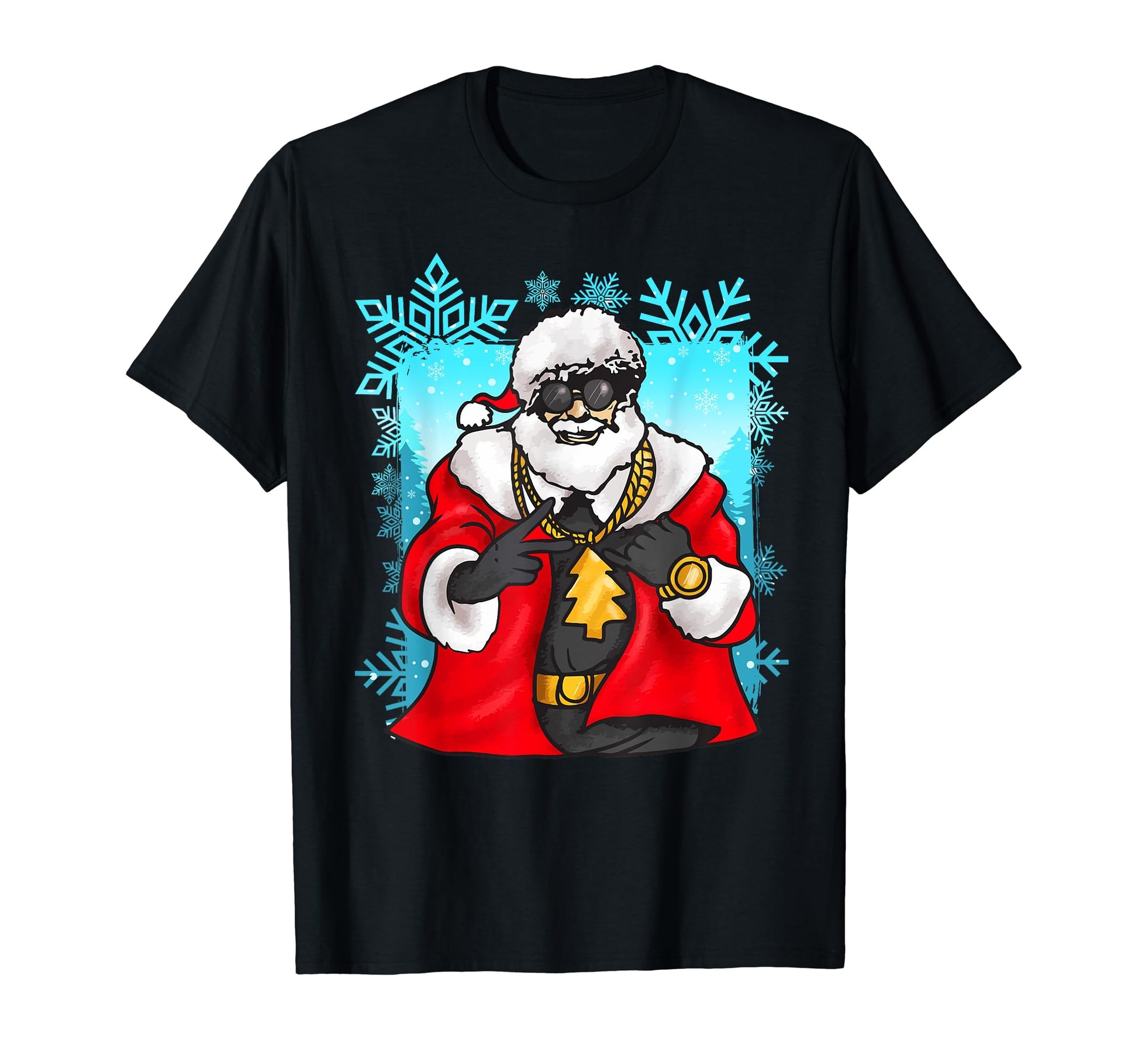 Gangsta Santa Gold Chains Old School T-Shirt - Trendy Graphic Men Women - T-Shirt, Sweatshirt, Hoodie
