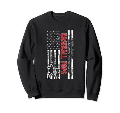Baseball Pops Grandpa Us Flag Pops Sweatshirt - Novelty Apparel Men Women - T-Shirt, Sweatshirt, Hoodie