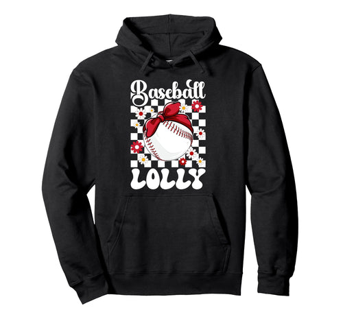 Baseball Lolly Groovy Lolly Baseball Hoodie - Trendy Graphic for Adults - T-Shirt, Sweatshirt, Hoodie
