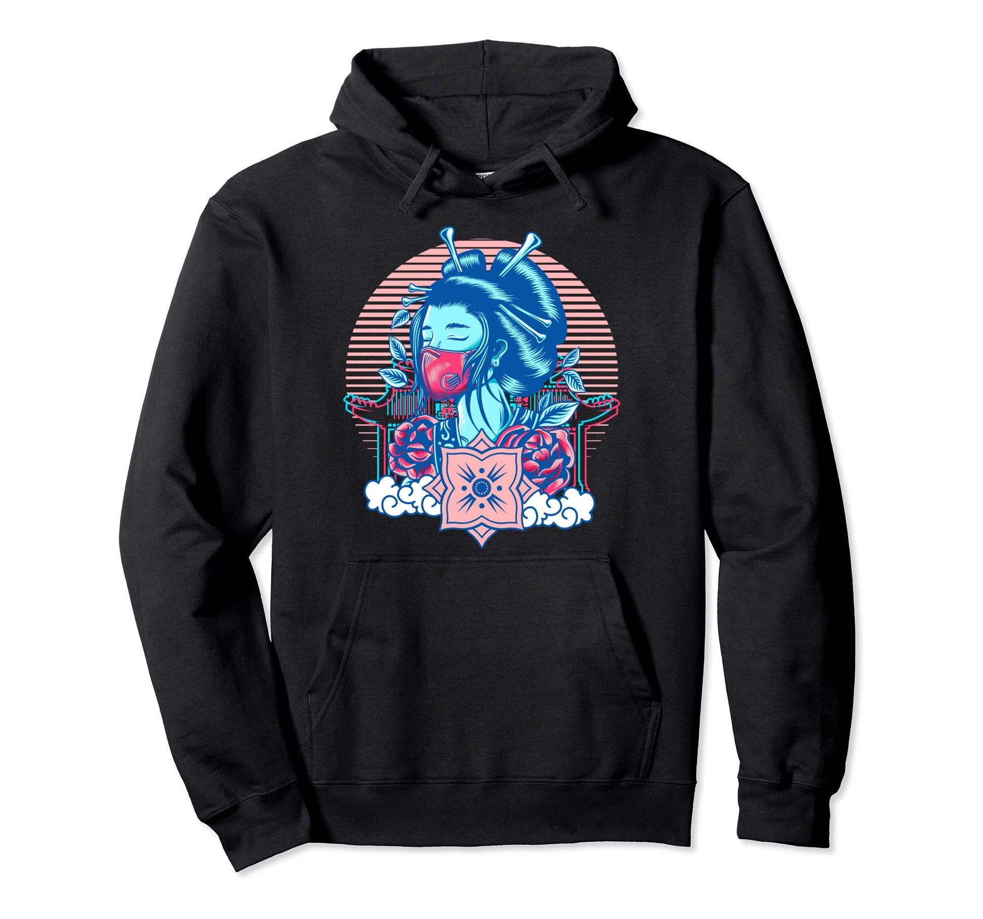 Geisha Japanese Vaporwave Aesthetic Hoodie - Minimalist Print Men Women - T-Shirt, Sweatshirt, Hoodie