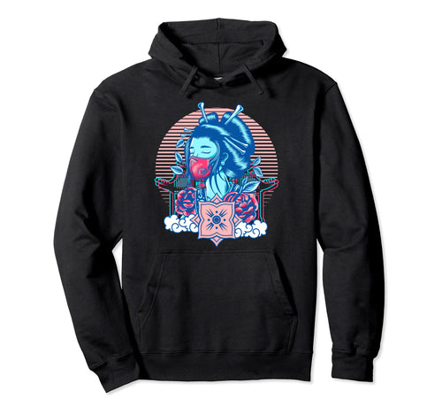 Geisha Japanese Vaporwave Aesthetic Hoodie - Minimalist Print Men Women - T-Shirt, Sweatshirt, Hoodie