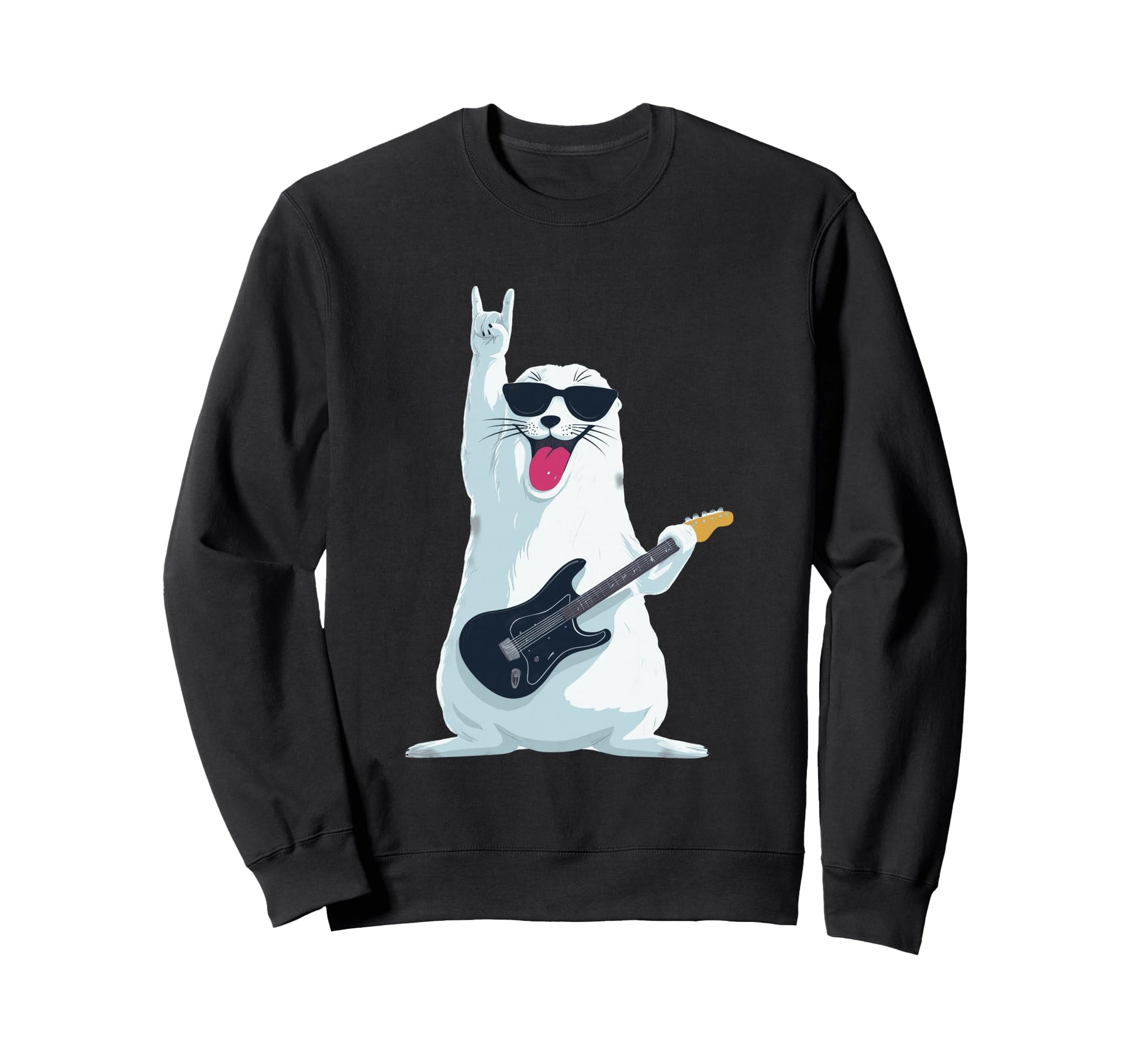 Funny Rock Seal Guitar Player Sweatshirt - Minimalist Print Men Women - T-Shirt, Sweatshirt, Hoodie