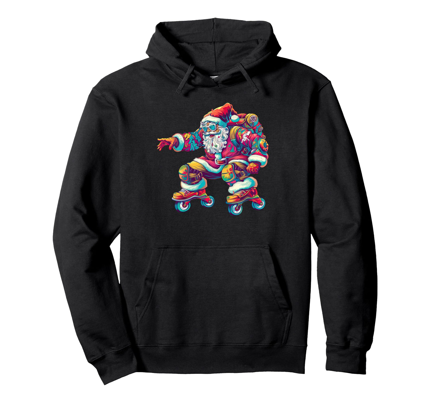 Funky Santa Groovy Skating Roller Skater Hoodie - Aesthetic Graphic Unisex - T-Shirt, Sweatshirt, Hoodie
