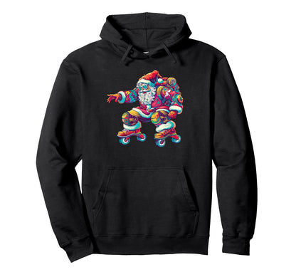 Funky Santa Groovy Skating Roller Skater Hoodie - Aesthetic Graphic Unisex - T-Shirt, Sweatshirt, Hoodie