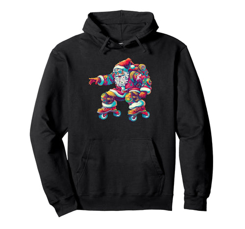 Funky Santa Groovy Skating Roller Skater Hoodie - Aesthetic Graphic Unisex - T-Shirt, Sweatshirt, Hoodie