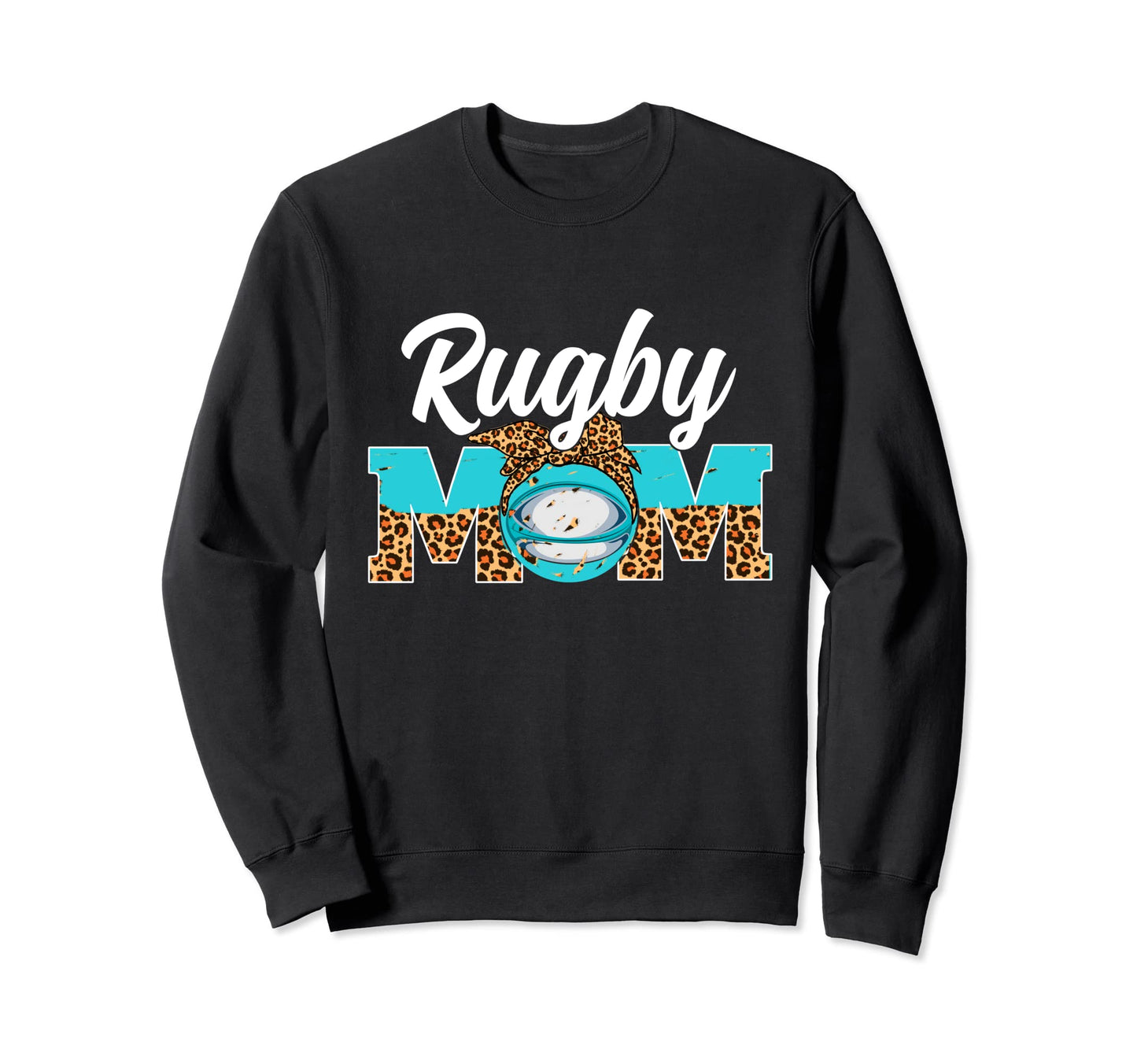 Rugby Mom Game Day Leopard Sweatshirt - Streetwear Style for Adults - T-Shirt, Sweatshirt, Hoodie