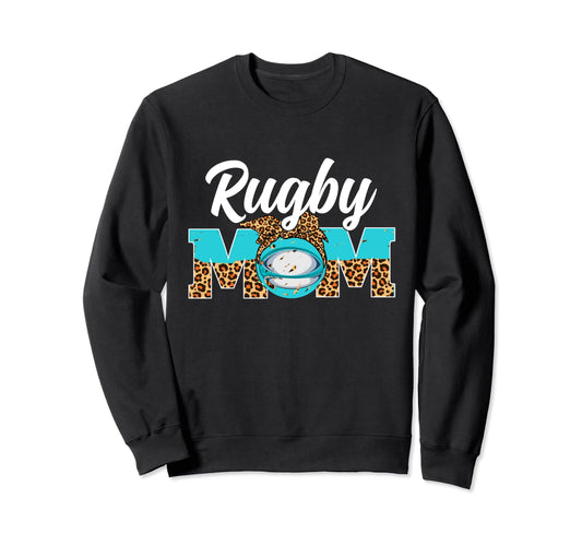 Rugby Mom Game Day Leopard Sweatshirt - Streetwear Style for Adults - T-Shirt, Sweatshirt, Hoodie