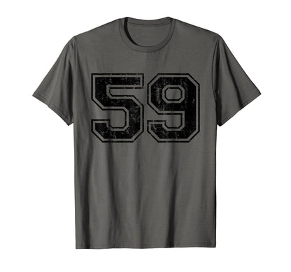 Number 59 Varsity Distressed Sport T-Shirt - Fun Novelty Design Men Women - T-Shirt, Sweatshirt, Hoodie