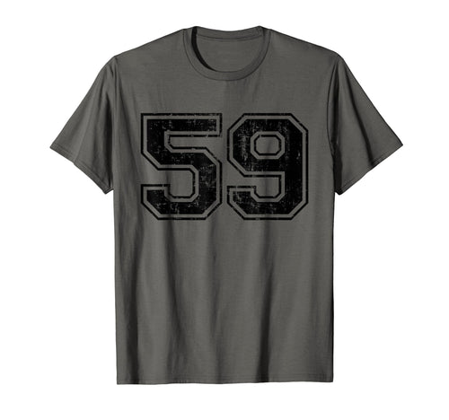 Number 59 Varsity Distressed Sport T-Shirt - Fun Novelty Design Men Women - T-Shirt, Sweatshirt, Hoodie