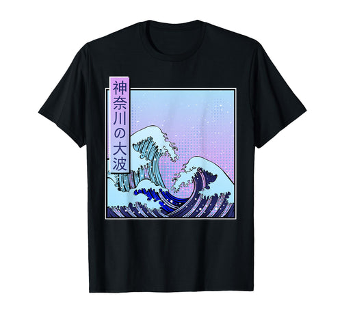 Great Wave Off Kanagawa Vaporwave T-Shirt - Minimalist Print Unisex - T-Shirt, Sweatshirt, Hoodie
