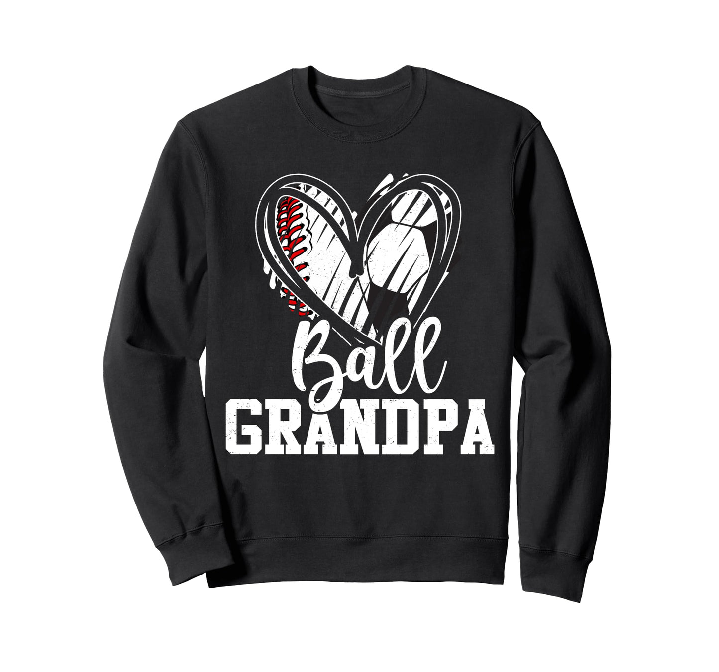 Ball Grandpa Heart Baseball Soccer Ball Hoodie - Unique Graphic Unisex - T-Shirt, Sweatshirt, Hoodie