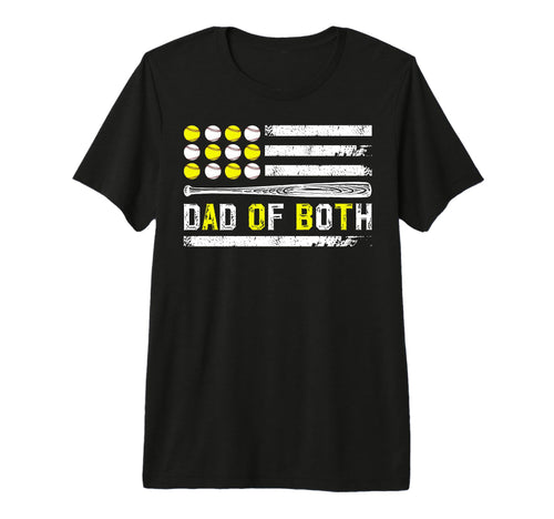 Mens Dad Both Us Flag Baseball Softball T-Shirt - Graphic Print Men Women - T-Shirt, Sweatshirt, Hoodie