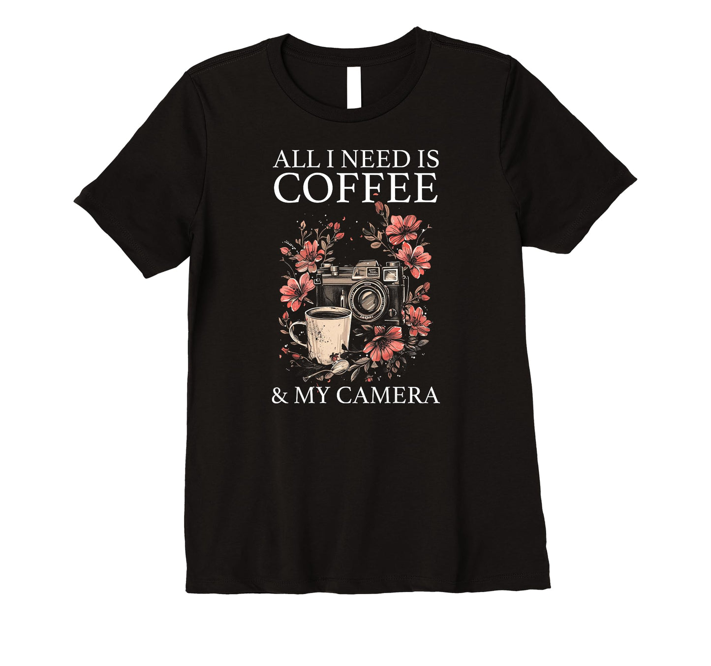 Womens Photographer Coffee Camera T-Shirt - Minimalist Print Men Women - T-Shirt, Sweatshirt, Hoodie