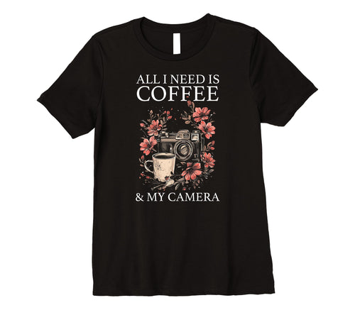 Womens Photographer Coffee Camera T-Shirt - Minimalist Print Men Women - T-Shirt, Sweatshirt, Hoodie