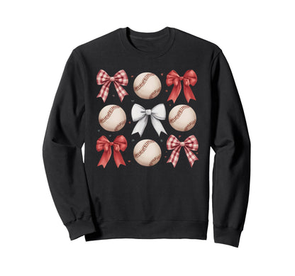 Baseball Coquette Bow Mom Sister Sweatshirt - Novelty Apparel Unisex - T-Shirt, Sweatshirt, Hoodie
