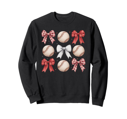 Baseball Coquette Bow Mom Sister Sweatshirt - Novelty Apparel Unisex - T-Shirt, Sweatshirt, Hoodie